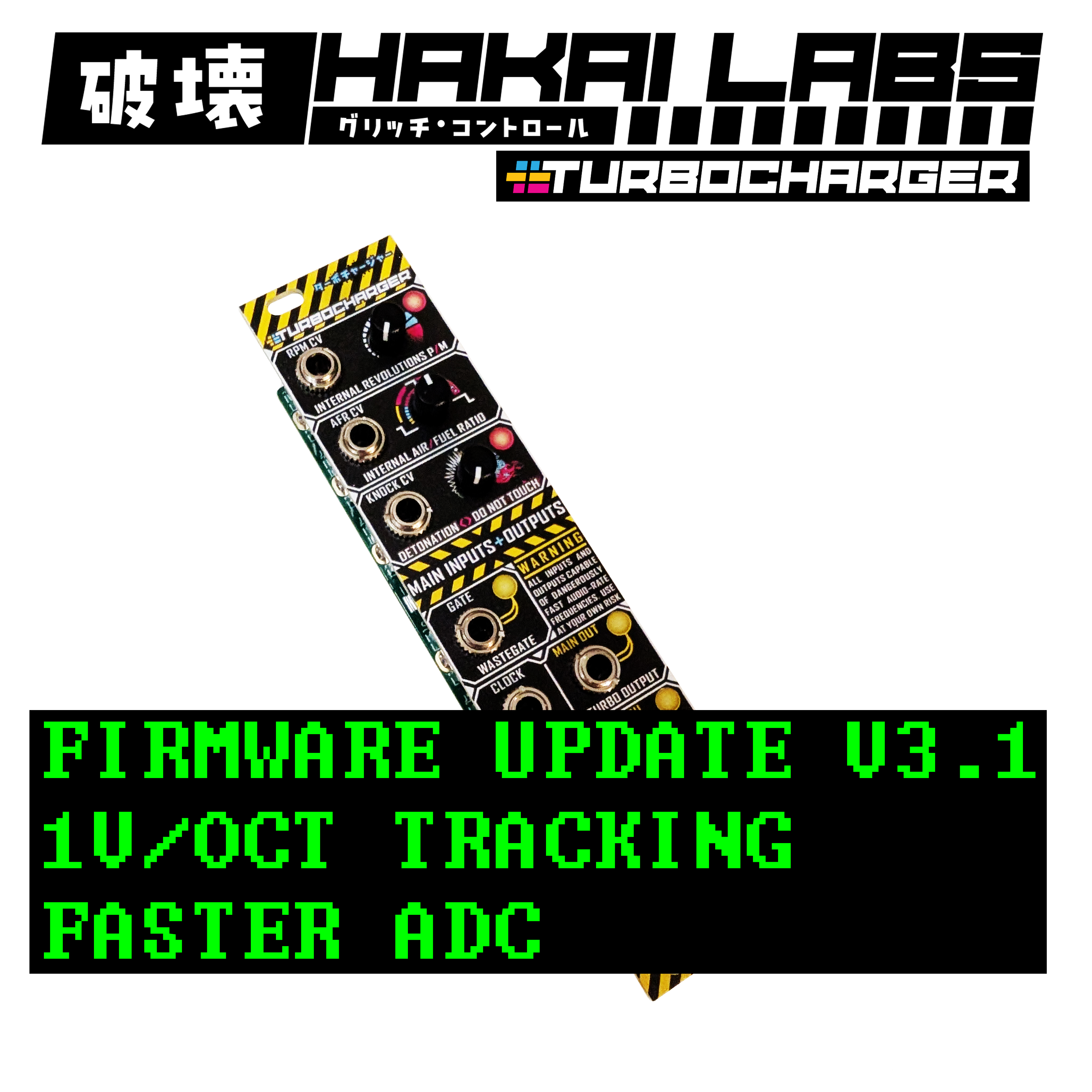 Hakai Labs Turbocharger Firmware v3.1 Update - 1v/oct tracking on RPM CV Input